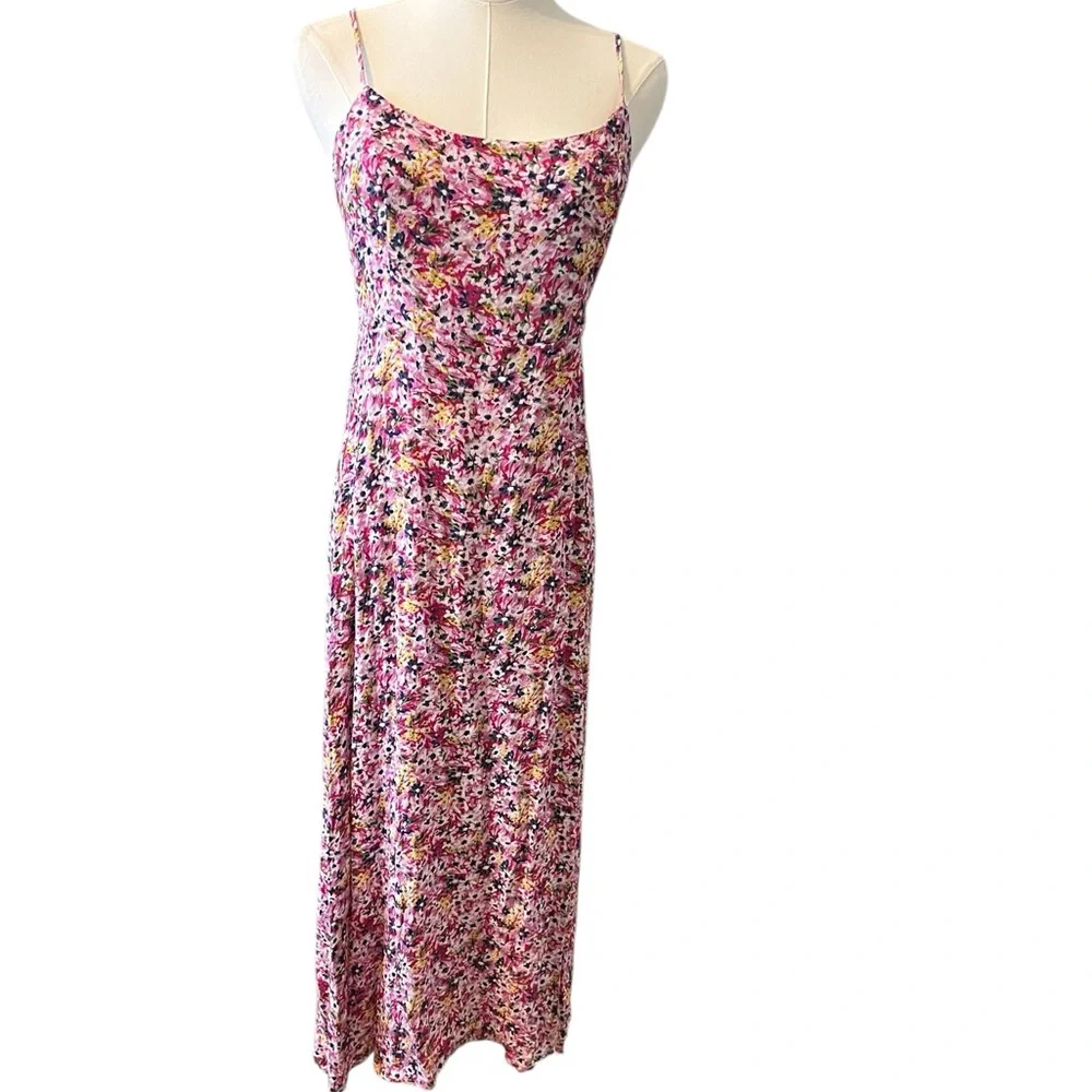 J.Crew Kauai Tie-Shoulder Midi Dress – Size 8 Pink Floral Print‎